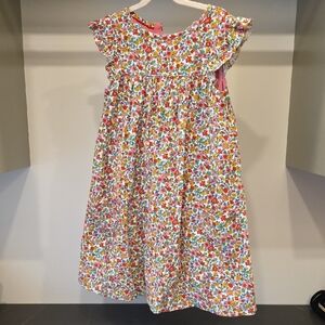 Mini Boden Floral Cotton Dress in White with Red, Pink, Yellow & Green
